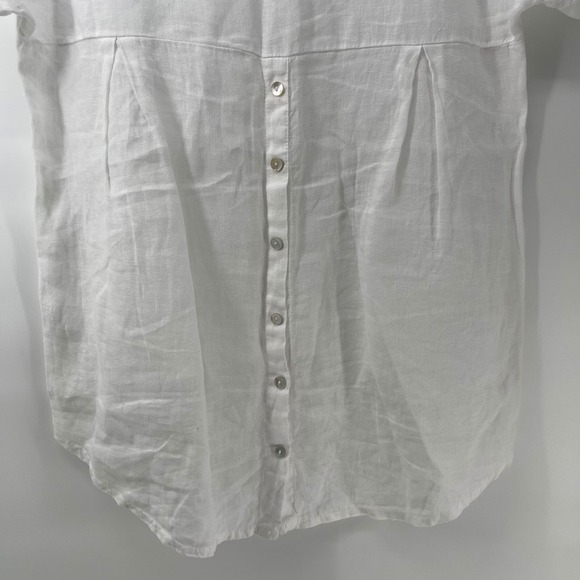 TERZO MILLENNIO Women White Linen Button Front Shirt Top Size S Made in Italy - Picture 8 of 8